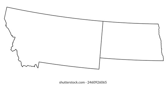 Map of the US states with districts. Map of the U.S. state of Montana, North Dakota