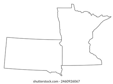 Map of the US states with districts. Map of the U.S. state of Minnesota, South Dakota