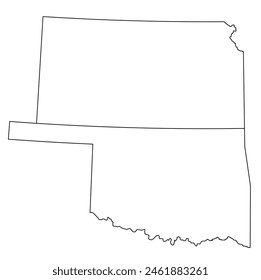 Map of the US states with districts. Map of the U.S. state of Kansas,Oklahoma