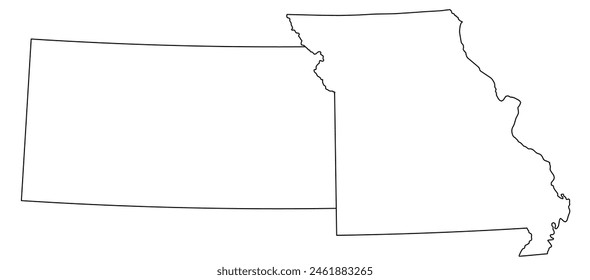 Map of the US states with districts. Map of the U.S. state of Kansas,Missouri