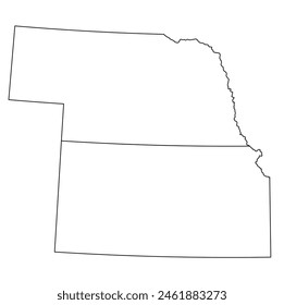 Map of the US states with districts. Map of the U.S. state of Nebraska,Kansas