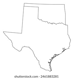 Map of the US states with districts. Map of the U.S. state of Oklahoma,Texas