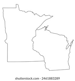 Map of the US states with districts. Map of the U.S. state of Minnesota,Wisconsin