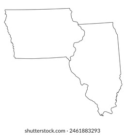 Map of the US states with districts. Map of the U.S. state of Illinois,Iowa