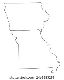 Map of the US states with districts. Map of the U.S. state of Missouri,Iowa