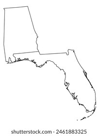 Map of the US states with districts. Map of the U.S. state of Florida,Alabama