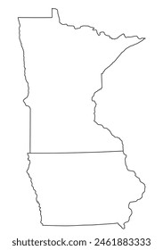 Map of the US states with districts. Map of the U.S. state of Minnesota,Iowa