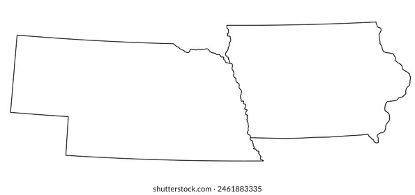 Map of the US states with districts. Map of the U.S. state of Nebraska,Iowa