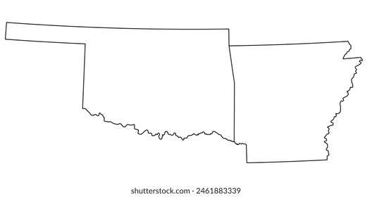 Map of the US states with districts. Map of the U.S. state of Arkansas,Oklahoma