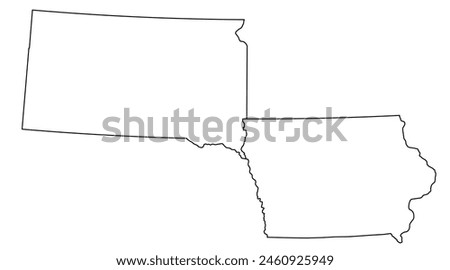 Map of the US states with districts. Map of the U.S. state of Iowa, South Dakota