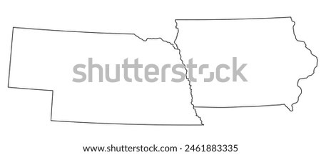 Map of the US states with districts. Map of the U.S. state of Nebraska,Iowa