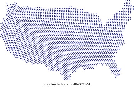 Map Us, United States By Triangles Vector 