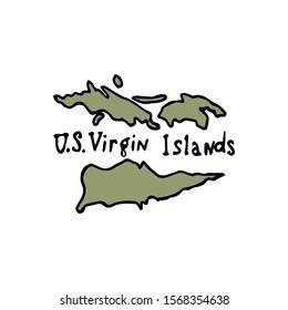 Map of the US Virgin Islands. Hand drawn vector illustration on a white background.