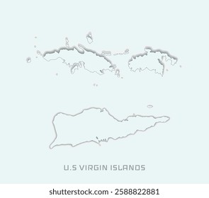 A map of the U.S. Virgin Islands in a modern style. Ideal for tourism and mapping projects.