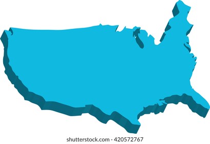 A map of USA 3D on white background