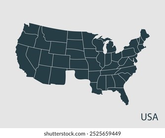 map of usa area vector graphic design isolated grey background