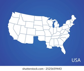 map of usa area white vector graphic design isolated blue gradient background