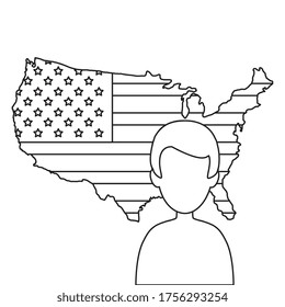 map of usa with avatar man isolated icon vector illustration design