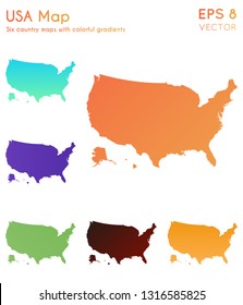 Map of USA with beautiful gradients. Amusing set of country maps. Bewitching vector illustration.