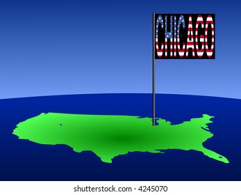 Karte der USA mit Chicago American Flag Illustration