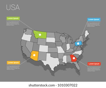 Map USA concept. Political USA Map infographic. EPS USA map infographics design template