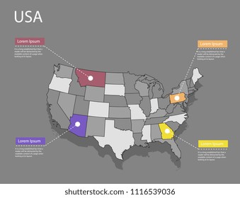 Map USA concept. Political USA Map infographic. EPS USA map infographics design template