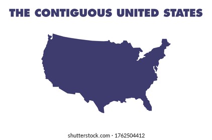 Map of USA. Contiguous United States of America geographic borders. American cartography vector design.