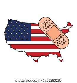 map of usa with cure band isolated icon vector illustration design