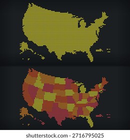 Mapa Estados Unidos Puntos Todos los Estados Separados