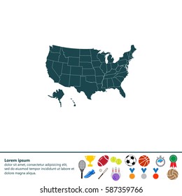 Map USA with federal states