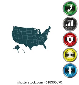 Map USA with federal states