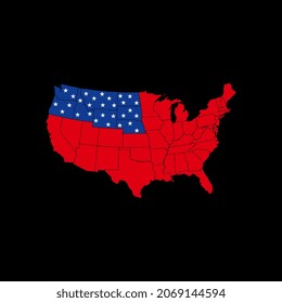 Map USA flag. Map USA country map design. Blank similar USA map isolated on black background. United States of America country 