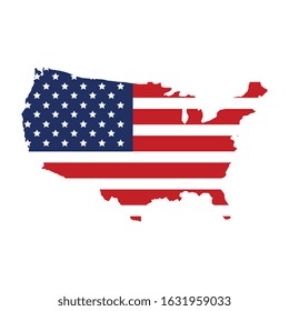 map of usa with flag isolated icon vector illustration design