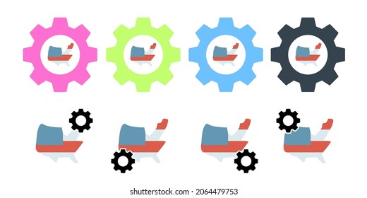 Map usa flag vector icon in gear set illustration for ui and ux, website or mobile application