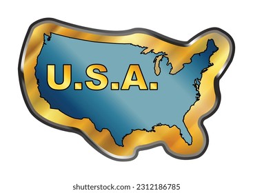 Map of the USA in the form of a silhouette enamel matal pin badge