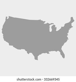 Map of the USA in gray on a white background