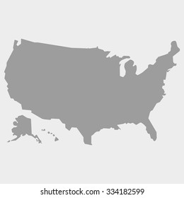 Map of the  USA in gray on a white background