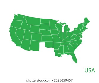 map of usa green vector graphic design isolated white background