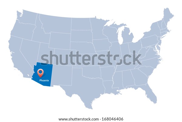 Map Usa Indication State Arizona Phoenix Stock Vector Royalty