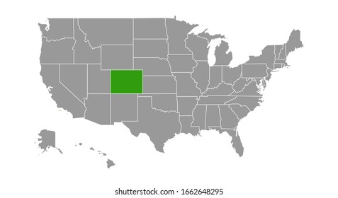 map of USA with the indication of State of Colorado.