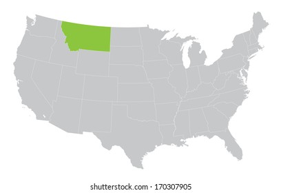 map of USA with indication of State of Montana