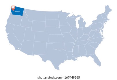 Map of USA with the indication of Washington state