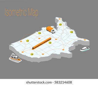 Map usa isometric concept. 3d flat illustration of Map usa. usa map infographics design template