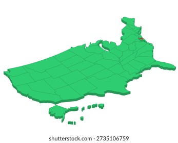 Mapa Estados Unidos Estados isométricos Delaware Solid
