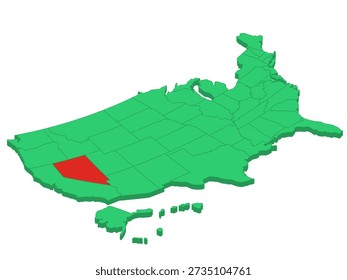 Landkarte USA Isometrische Staaten Nevada Solid