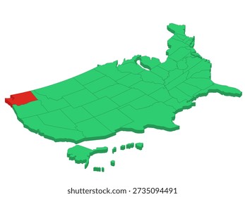 Mapa Estados Unidos Estados isométricos Washington Solid