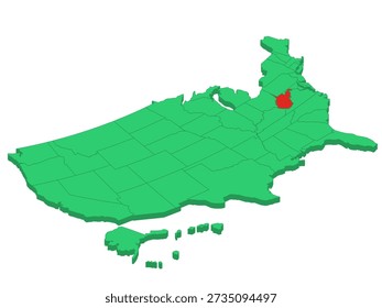 Map USA Isometric States West Virginia Solid
