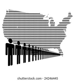 Map Of USA Made Of People With Line Of Men