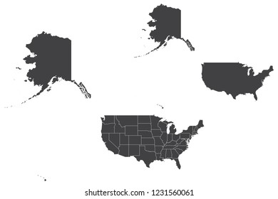 Map - USA Mercator Couple Set , Map of USA Mercator,Vector illustration eps 10.
