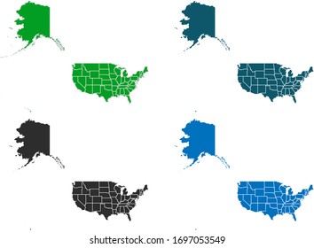 map of usa Mercator. original map.variety of colors on white background. Vector illustration eps 10.